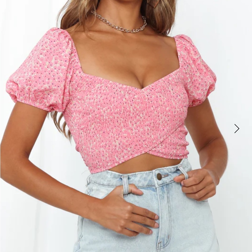 Pink floral crop top